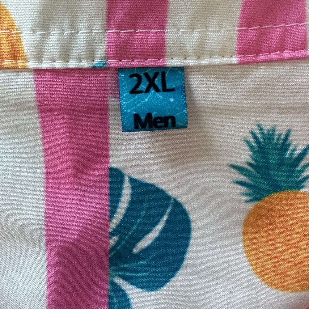 Men’s Striped Tropical Summer Beach Flamingo Hawaiian T Shirt size 2X - Picture 6 of 8